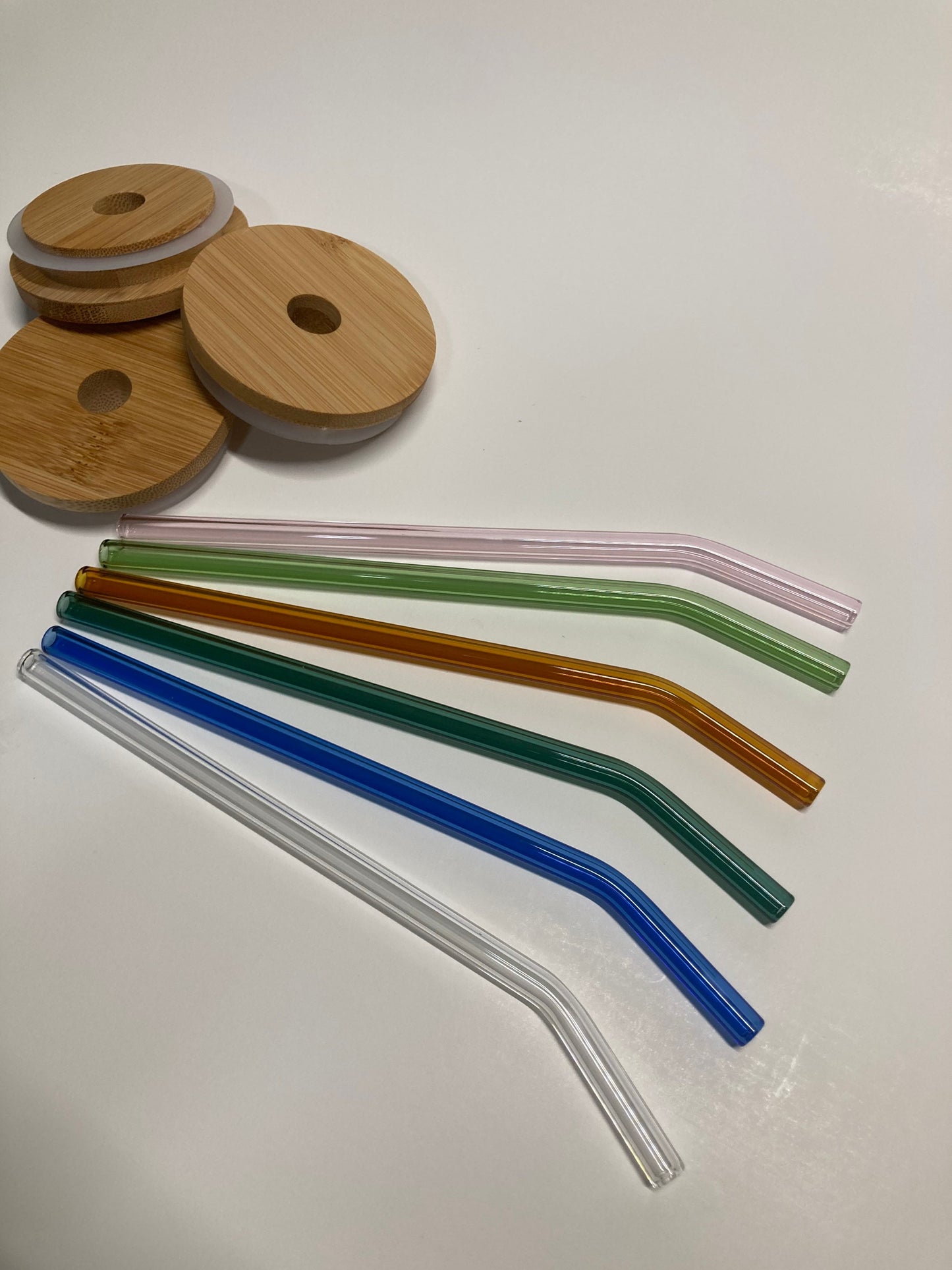Colored Glass Reusable Bent Drinking Straw