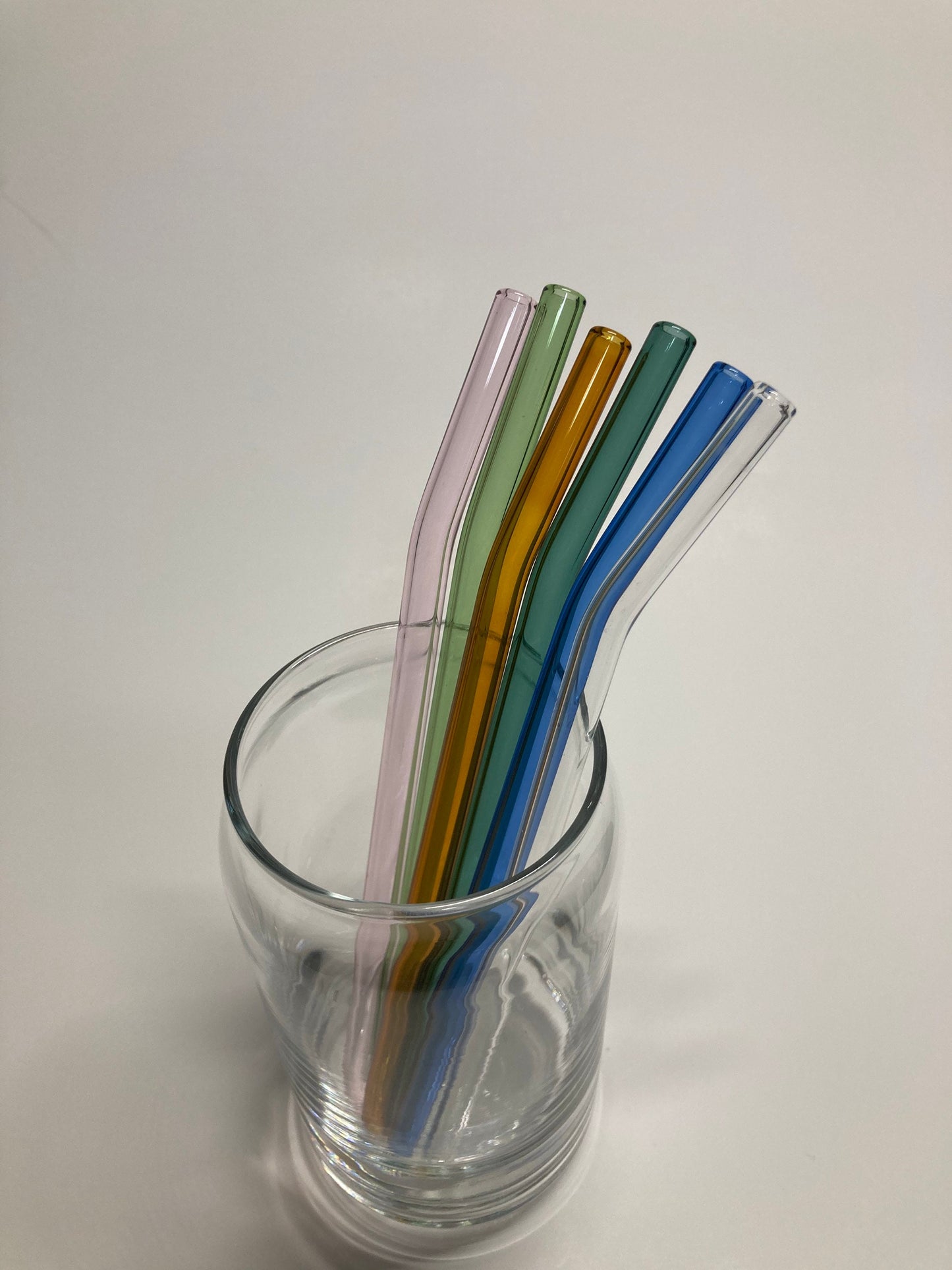 Colored Glass Reusable Bent Drinking Straw