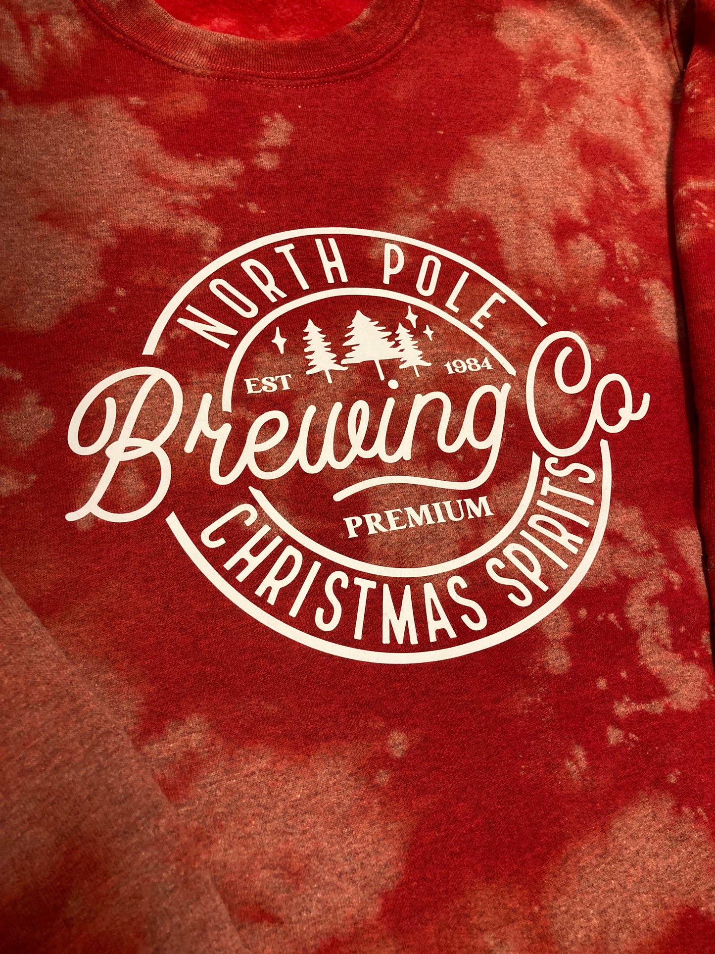 North Pole Brewing Red Bleach Dye Crewneck Sweatshirt