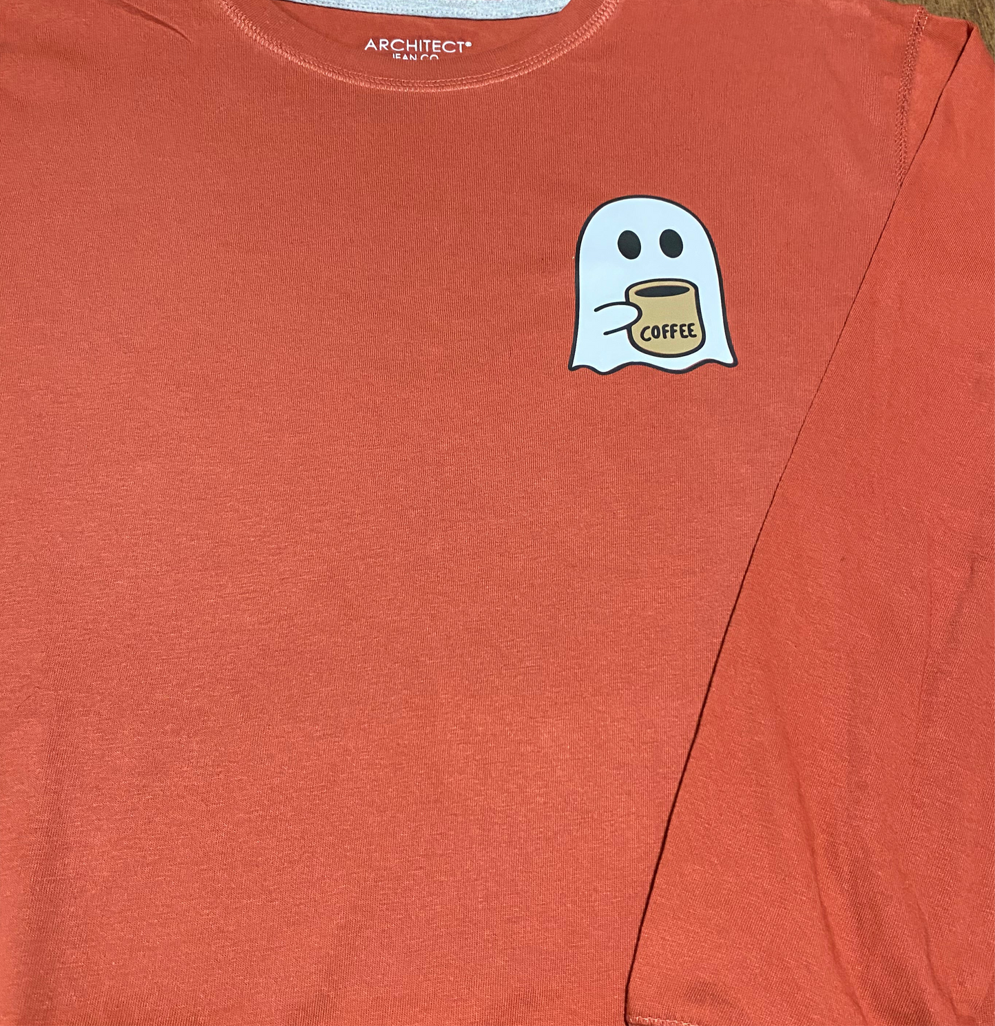 Rust Orange Coffee Ghost Long Sleeve Tee