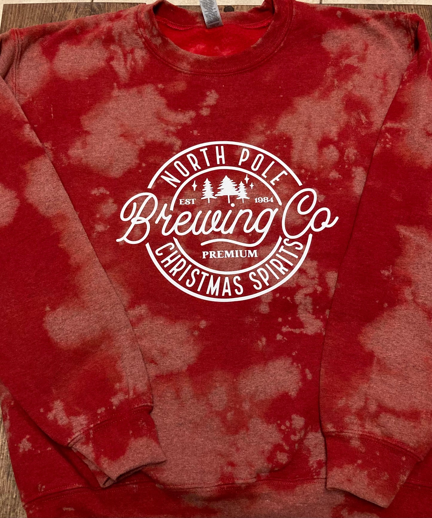 North Pole Brewing Red Bleach Dye Crewneck Sweatshirt