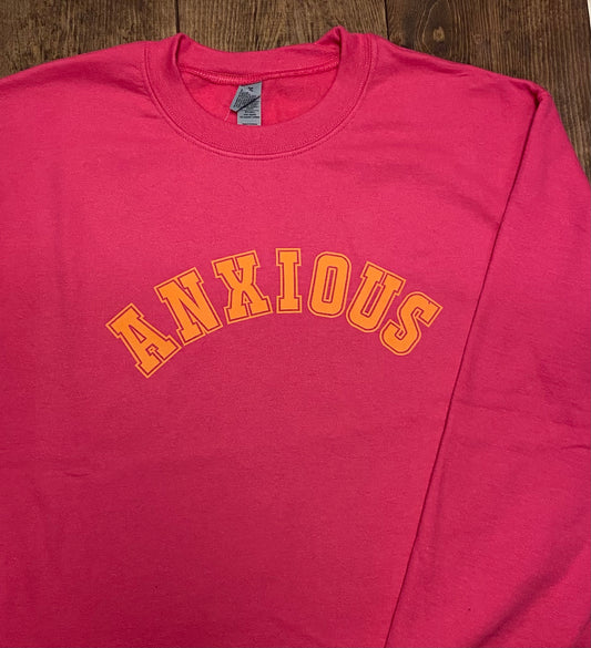 Anxious Pink and Orange Crewneck Sweatshirt