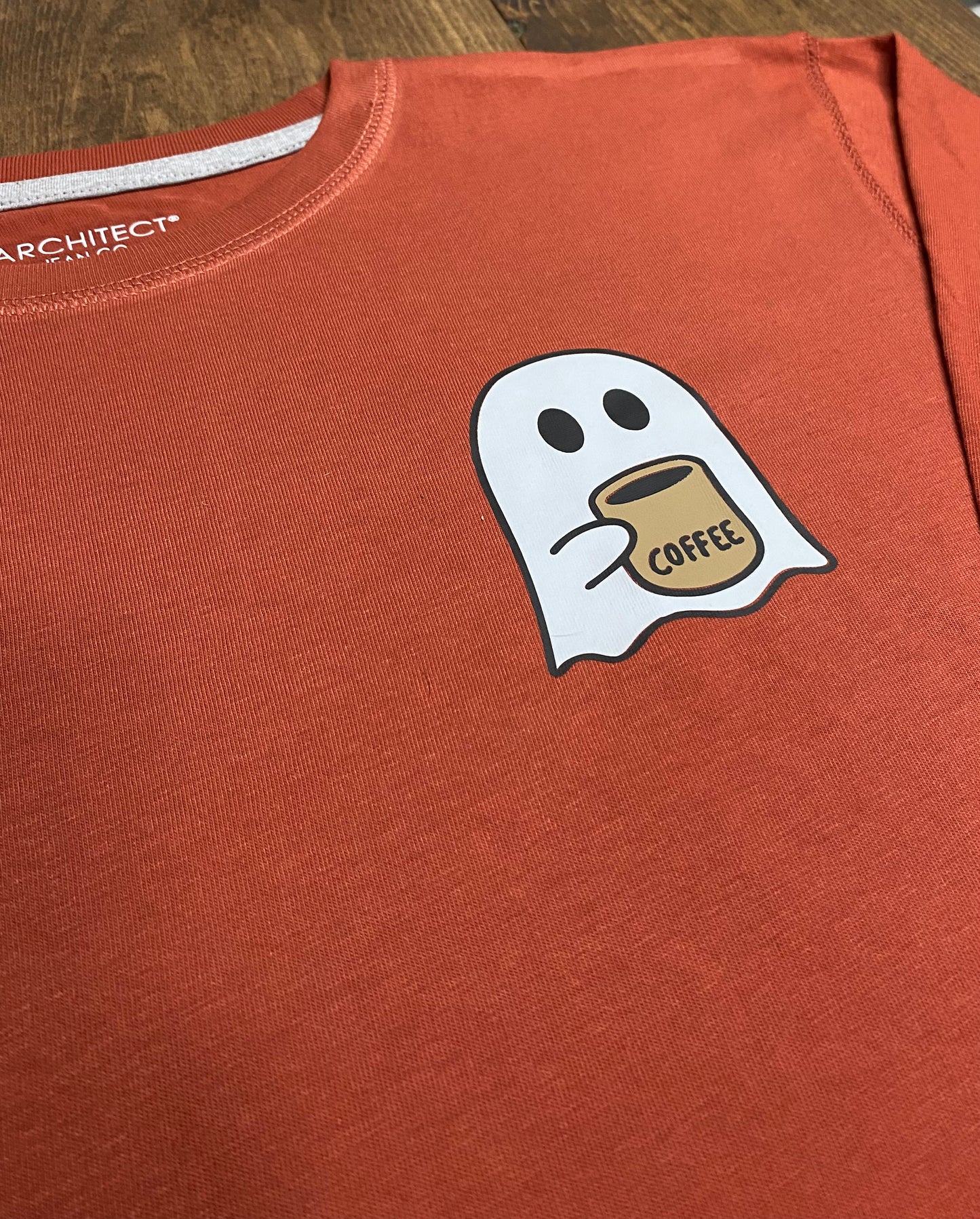 Rust Orange Coffee Ghost Long Sleeve Tee